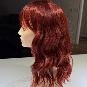 HAIR, 15-16” Wavy Bob with Bangs, Center Part, Auburn